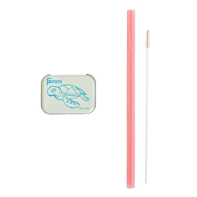 Fommi Słomka Silikonowa w Etui Pink