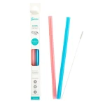 Fommi Słomka Silikonowa 2-pack  Pink/Blue