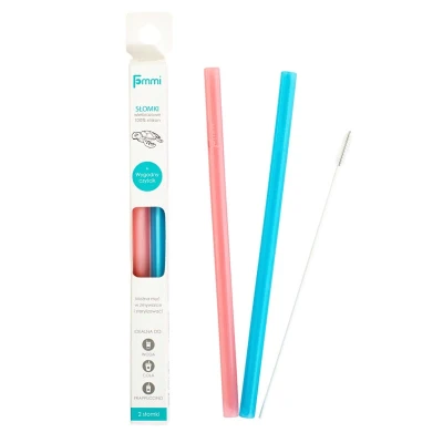 Fommi Słomka Silikonowa 2-pack  Pink/Blue