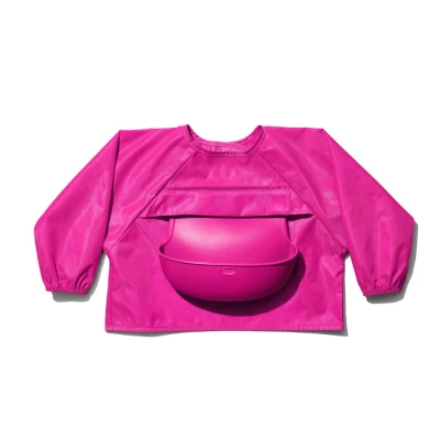 Śliniak z rękawami i kieszonką Pink | OXO tot
