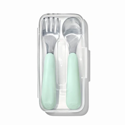 Sztućce metalowe dla dzieci w etui 12m+ Opal | OXO tot 